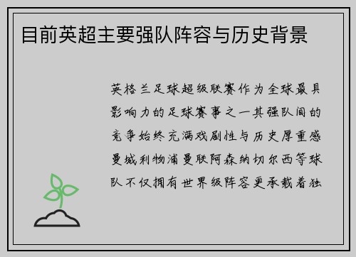 目前英超主要强队阵容与历史背景