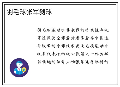 羽毛球张军刹球